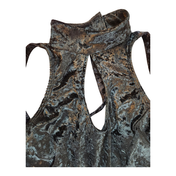 Carabella sz med dress crushed velvet halter sleeveless strappy gothcore keyhole - Picture 5 of 10